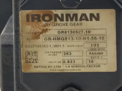 Ironman GR-HMQ-813-10-H1-56-10 Worm Gearbox 10:1 - 175rpm 56C 5/8"Hollow Shaft