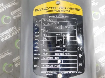 Baldor Reliance CDP3330 DC Industrial Motor .5HP 1750RPM 33-2024Z122 Spec Used