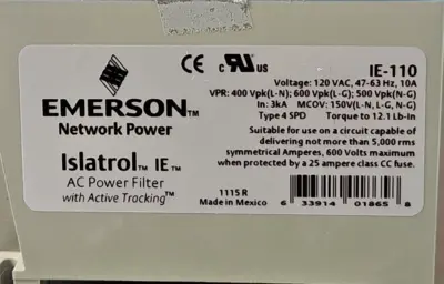 Emerson IE-110 AC Power Filter w/ Active Trcking loc4D3