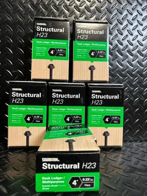 Starborn Structural H23 Deck Ledger / Multipurpose - 4 in x 0.23 in Hex Exterior-Grade Screws - 6-Pack