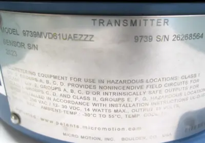Used Micro Motion 9739 MVD 61UAEZZZ Sensors New Hampshire US | Bitter End Trading #1493541
