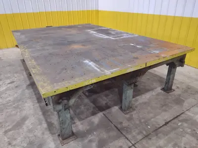 148" X 98" HEAVY DUTY STEEL LAYOUT WELDING SHOP TABLE: STOCK #23565