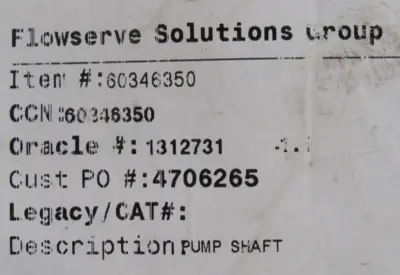 NEW FLOWSERVE 60346350 PUMP SHAFT