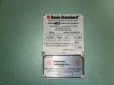 4.5" Davis Standard / Gala Underwater Pelletizing Line, 150 Hp