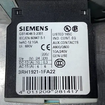 USED Siemens 3RV1031-4EA10 Circuit Breaker w/2 Accessory Modules
