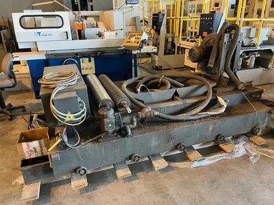 37" TIMESAVERS "LYNX 37MWT-DBB-60" THREE-HEAD WET-DRY WIDE ABRASIVE-BELT FLAT PART DEBURRING FINISHING SANDER - DRUM HEAD FOLLOWED BY (2) BRUSH HEADS - 20 HP MOTOR