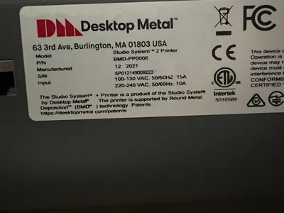 2021 DESKTOP METAL STUDIO SYSTEM 2 3D Printer | 520 Machinery Sales LLC (5)
