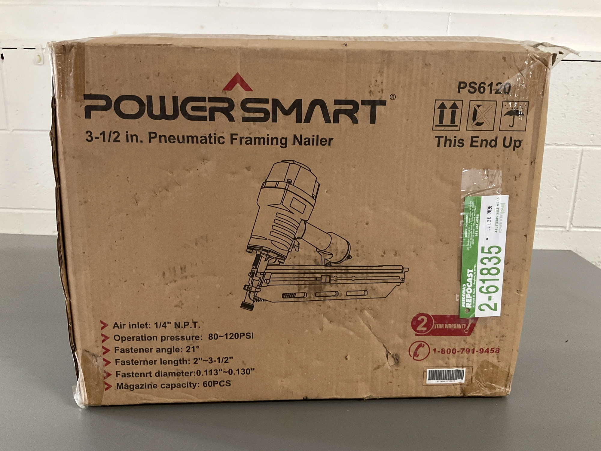 Used POWER SMART 3 1/2” PNEUMATIC FRAMING NAILER Nailers Michigan US | Miedema Asset Management Group #1321181