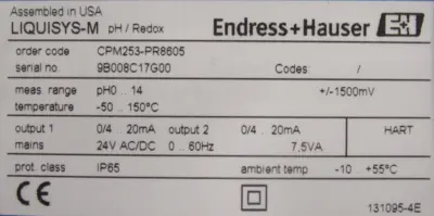 NEW ENDRESS HAUSER CPM253-PR8605 TRANSMITTER CPM253PR8605