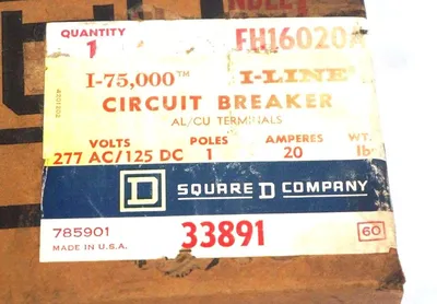 NEW SQUARE D FH16020A CIRCUIT BREAKER 277AC/125DC