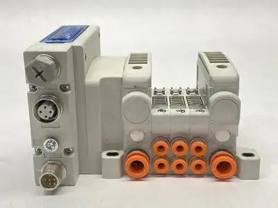USED SMC PNEUMATIC PLUG-IN MANIFOLD 3-STATION