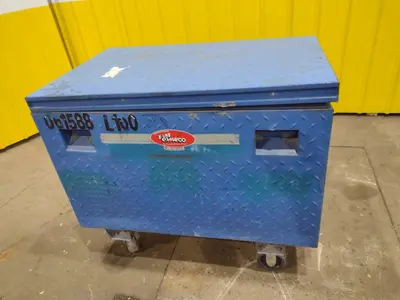61" X 31" x 39" BLUE STEEL PORTABLE JOB BOX: STOCK 20055