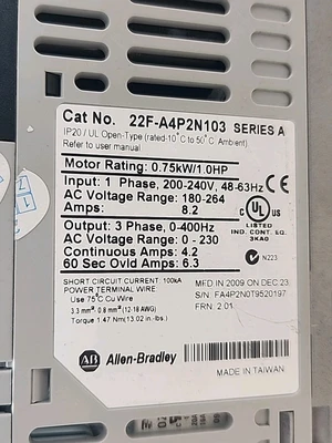 USED Allen-Bradley 22F-A4P2N103