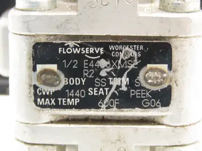 Flowserve 10I9 39 SZMS24A P BC R6 Pneumatic Actuator with 1/2"NPT SS Ball Valve