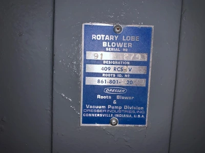 Dresser Roots Blower Designation 409 RCSJV Blower, New Storeroom Spare