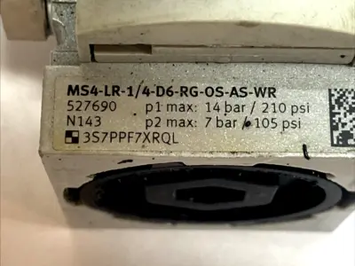 Festo MS4‑LR 1/4‑D6‑RG‑AS‑WR Pneumatic Pressure Regulator 527690 - Used