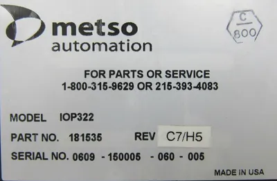 NEW METSO IOP322 ISOLATED ANALOG OUTPUT MODULE 181535 REV C7/H5