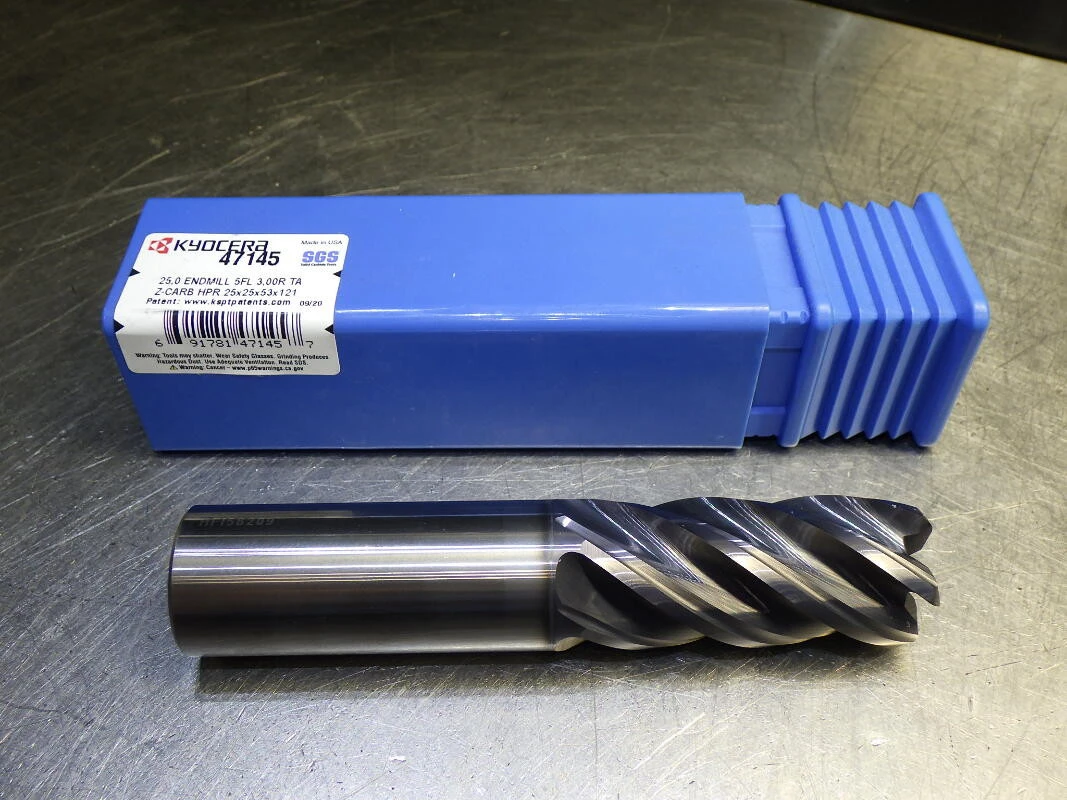 Kyocera / SGS 25mm 5 Flute Carbide Cr Endmill 25mm Shank 3mm R 47145 (LOC2864A)