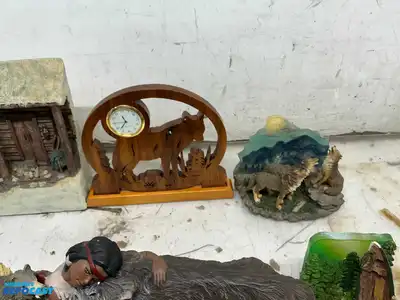 Lot of Native and Wildlife Decorations Including Porcelain Figurines and More