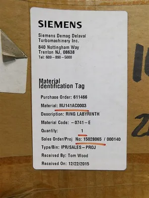 Siemens MJ141AC0003 Sealing Ring Assembly 22.125" ID 24.875" OD 1.334" Width New