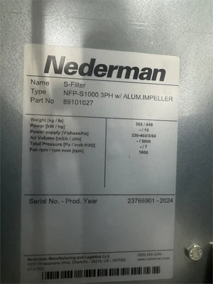 Used 2024 NEDERMAN "NFP-S1000" Dust Collectors Texas US | MachineryMax #1488349