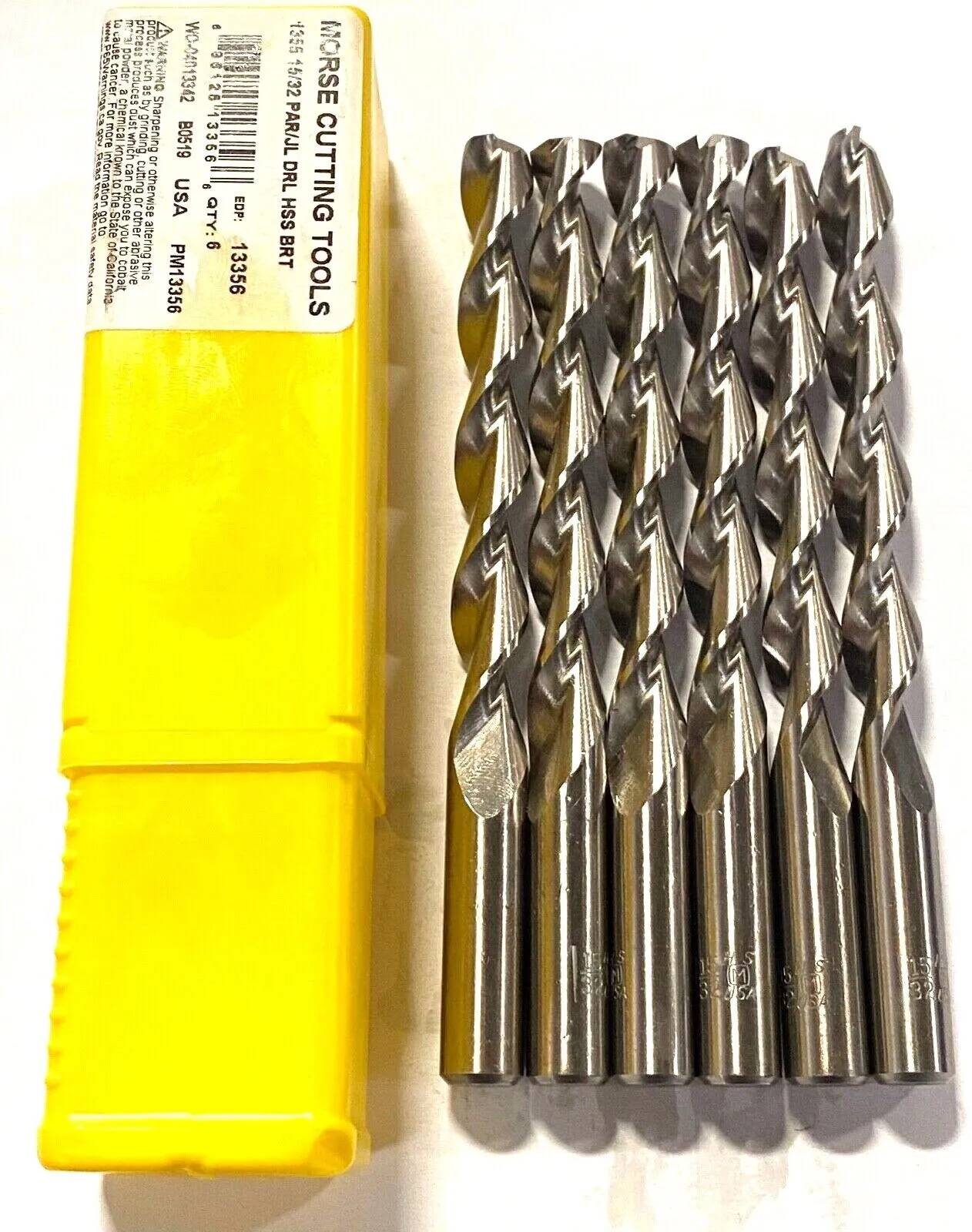 Morse 15/32" Drill Bit HSS 135° Split Point Parabolic Flute 6 Pack USA Made