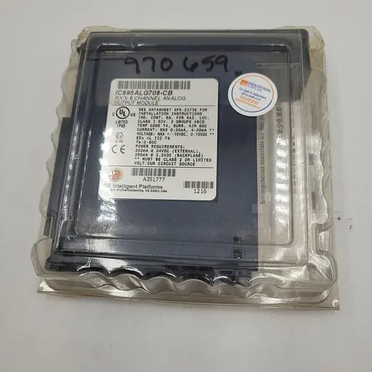 New | in-Stock GE GE IC695ALG708-CB RX3I 8 CHANNEL ANALOG OUTPUT MODULE - SEALED IN ORIGINAL PACKAGING PLC Input & Output | ND Industrial Surplus #1221825