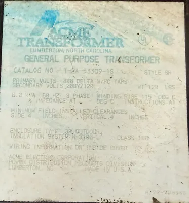 Acme T-2A-53309-1S Transformers | Great American Equipment Company (3)