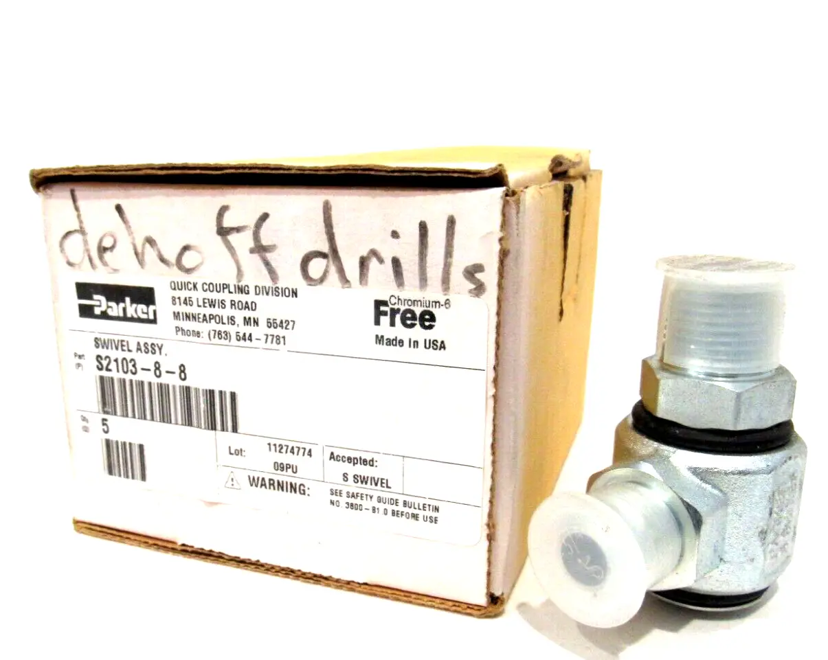 BOX OF 5 NEW PARKER S2103-8-8 SWIVEL ASSY. S210388