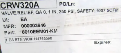 NEW KUNKLE 6010EEM01-KM SAFETY RELIEF VALVE 6010EEM01KM