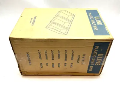NEW ULINE BLUE PLASTIC SHELF BINS 11" X 18" X 4" LOT OF 9