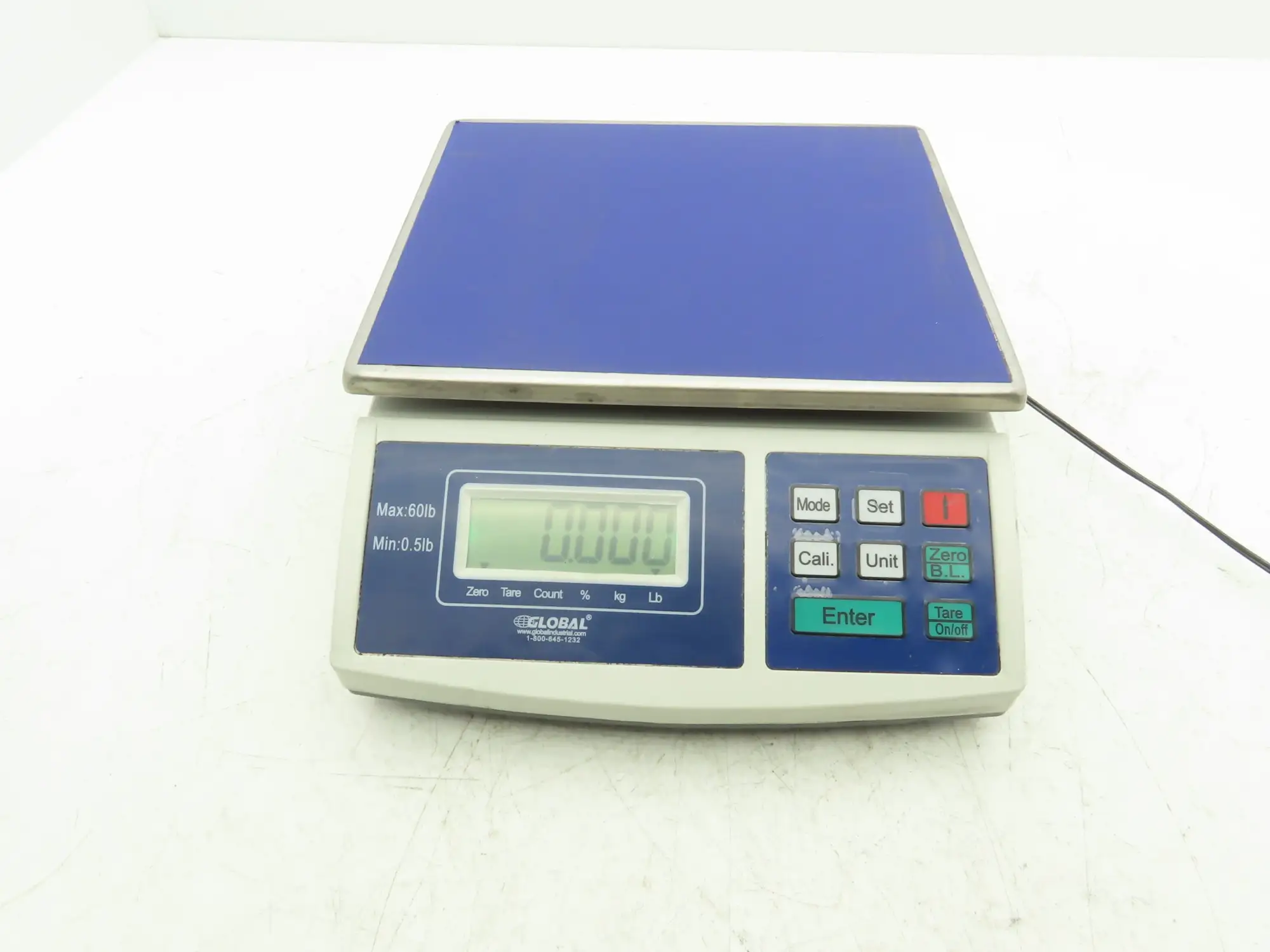 Global 240878 Digital Scales Table Top 0.5-60Lbs / 27Kg 120VAC Power Cord