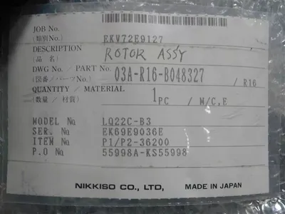 Nikkiso 03A-R16-B048327 Pump Rotor Assembly LQ22C-B3 P1/P2-36200 New NIB