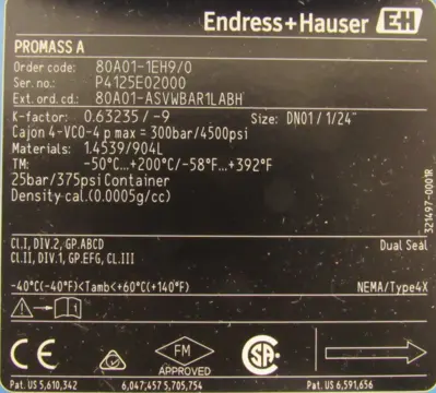 NEW ENDRESS HAUSER 80A01-1EH9/0 TRANSMITTER PROMASS 80 80A01-ASVWBAR1LABH