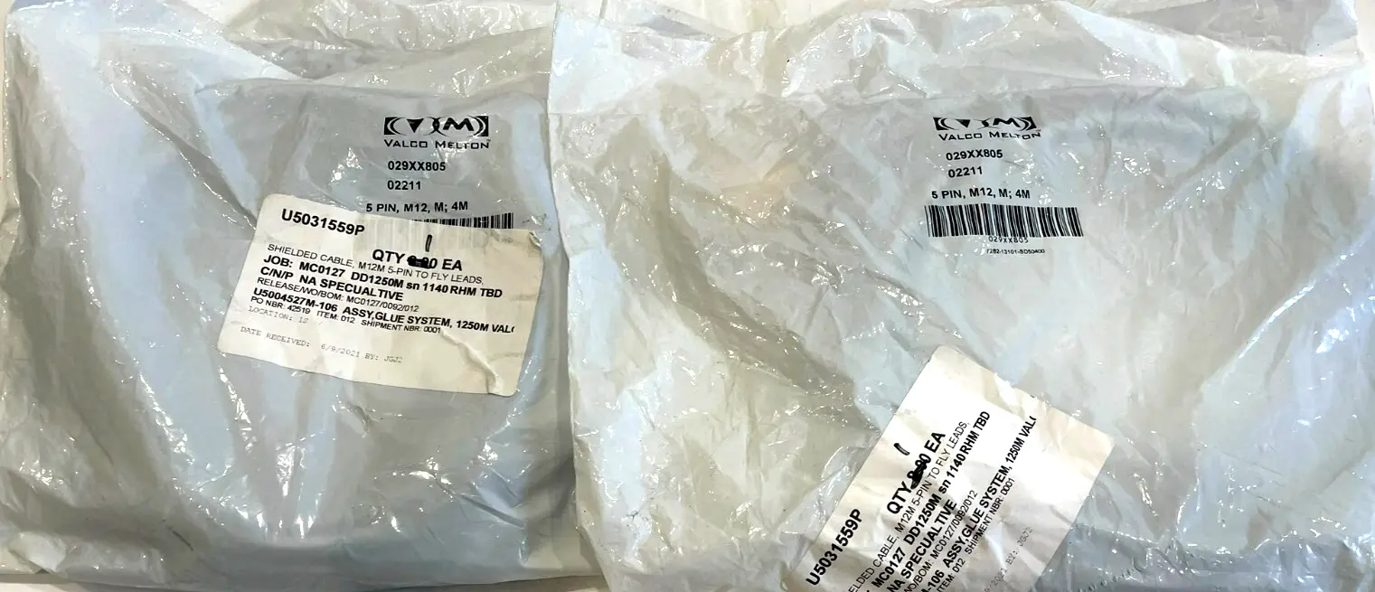 NEW VALCO MELTON 029XX805 SHIELDED CABLE M12M 5-PIN LOT OF 6