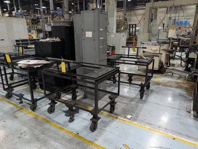 (7) Rolling Roller Conveyor Carts (Contents Excluded)