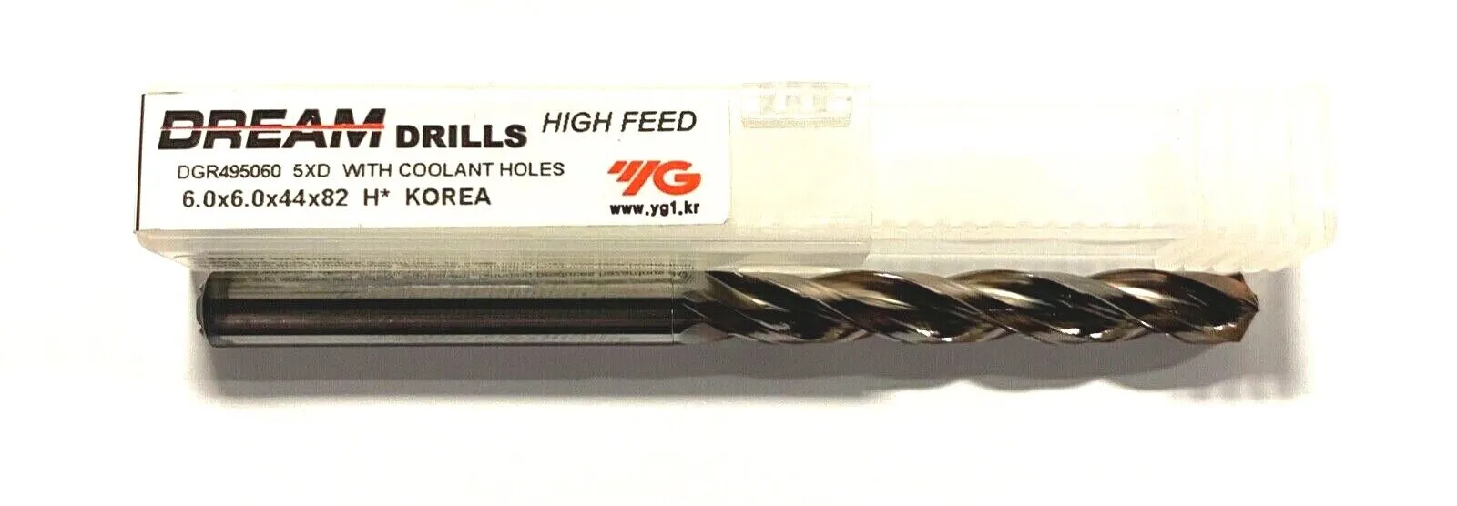 YG-1 6mm Solid Carbide Drill H Coated High Feed Coolant Thru 5xD 140° 3 Flute