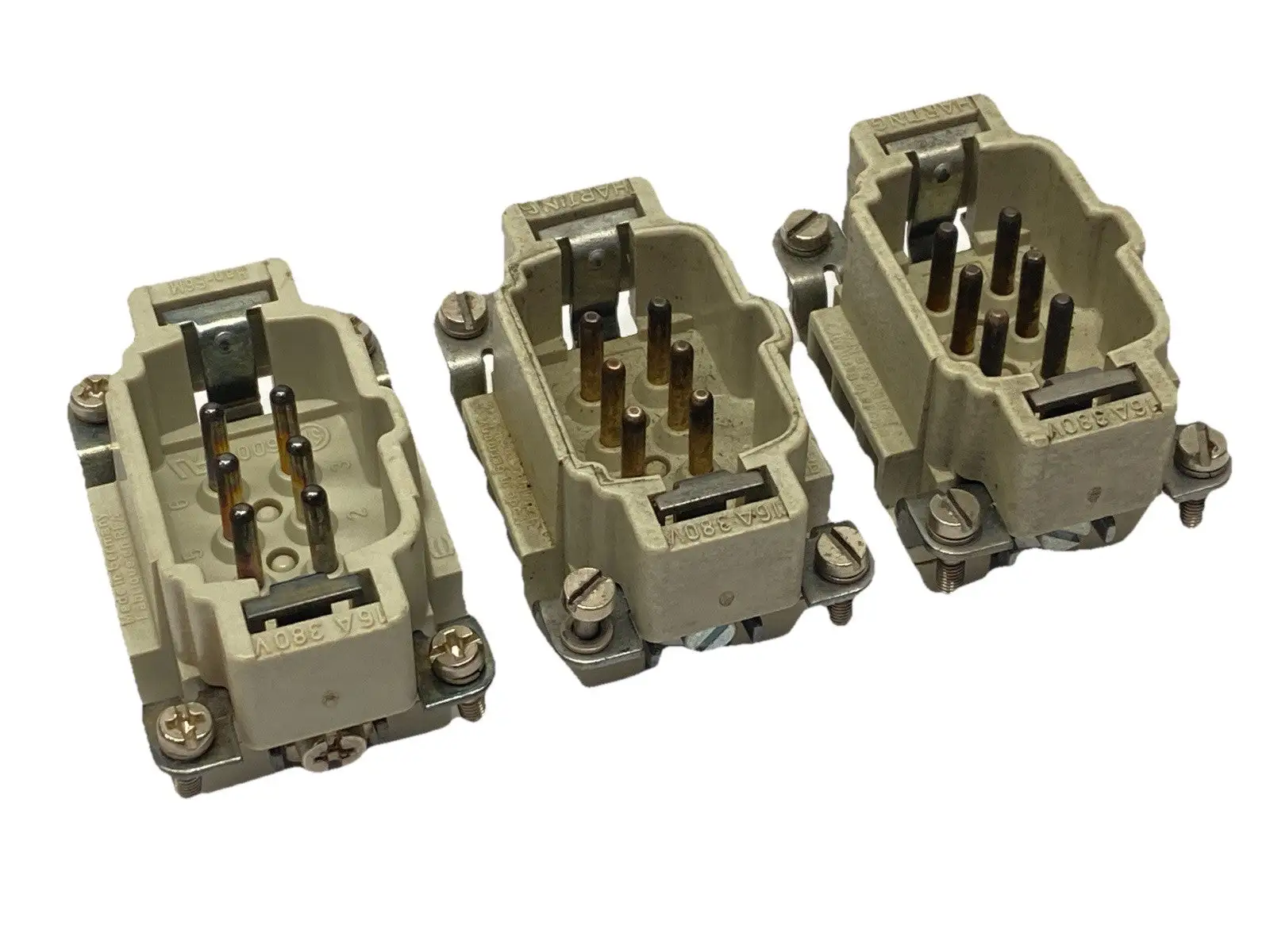 Han 6 ES-M,09330062616 | Harting Han 6 ES-M Insert Connector 6-Pin 09330062616 LOT OF 3 - Used