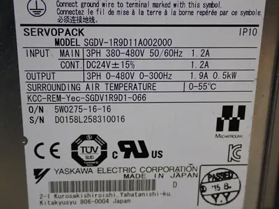 NEW YASKAWA ELECTRIC SGDV1R9D11A002000