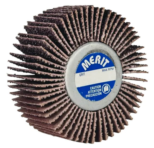 Merit 2-1/2" x 1" x 1/4-20 Mini Flap Wheels 60 Grit Ceramic Alumina Oxide 10 Pack
