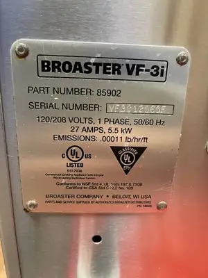 Used Broaster Used Broaster VF-3i SmartTouch 21lb Ventless Fryer with ANSUL System 120/208V 1PH Cookers / Coolers / Fryers Illinois US | Falcon Restaurant Supply #1375199