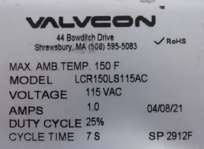 NEW VALVCON LCR150LS115AC VALVE ACTUATOR 1-1/2"