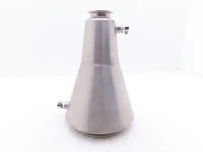 6"x 2" Tri-Clamp Sanitary Reducer Double Wall Funnel w/ Hose Ports 304 Stainless