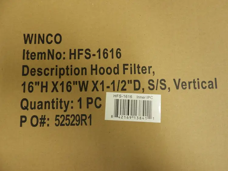 New | in-Stock Isaac Peoria New Winco HFS-1616 16"x16" Stainless Steel Commercial Hood Filter C IP Food, Restaurant, & Bakery Parts & Accessories Illinois US | Falcon Restaurant Supply #1376571
