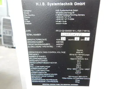 Used H.I.B. SYSTEMTECHNIK RFCS-G3-004500-W-L-R25-7-IW-UL Chillers Texas US | Aucto #1307124