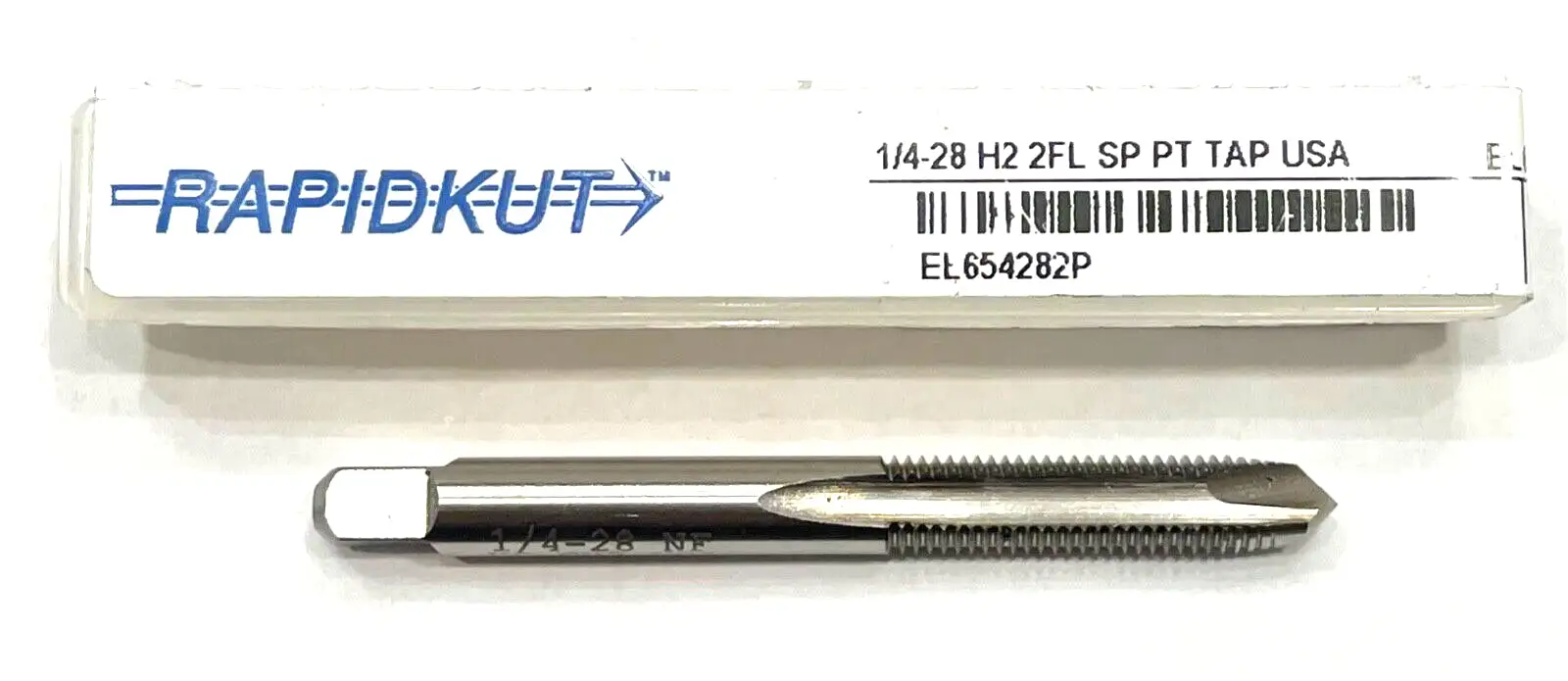 RapidKut 1/4-28 Tap HSS Spiral Point Plug Tap 2 Flute H2 USA Made