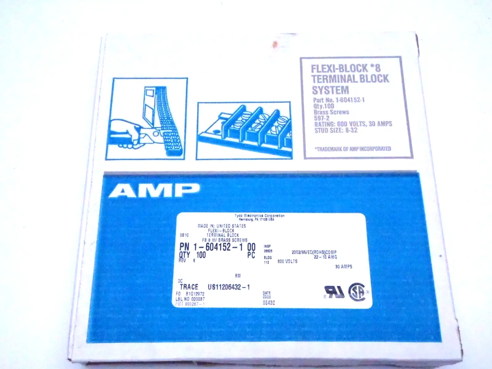 USED AMP FLEXI-BLOCK *8 TERMINAL BLOCKS BRASS SCREWS
