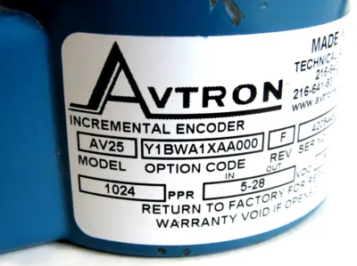 USED AVTRON AV25 Y1BWA1XAA000 INCREMENTAL ENCODER