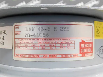 Mercoid Control DAW-43-3 R 23E Bourdon Tube Pressure Switch New