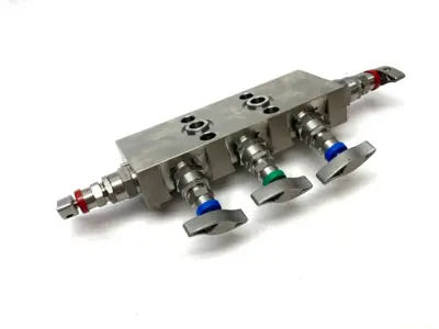 USED AS-SCHNEIDER STAINLESS STEEL 5-VALVE MANIFOLD 6092PSI/420BAR
